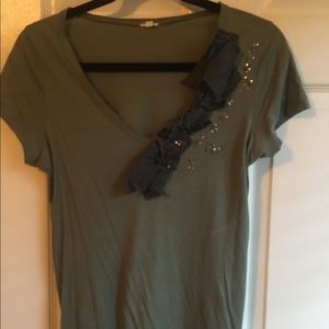 Jcrew embellished tee with sequins and ribbon